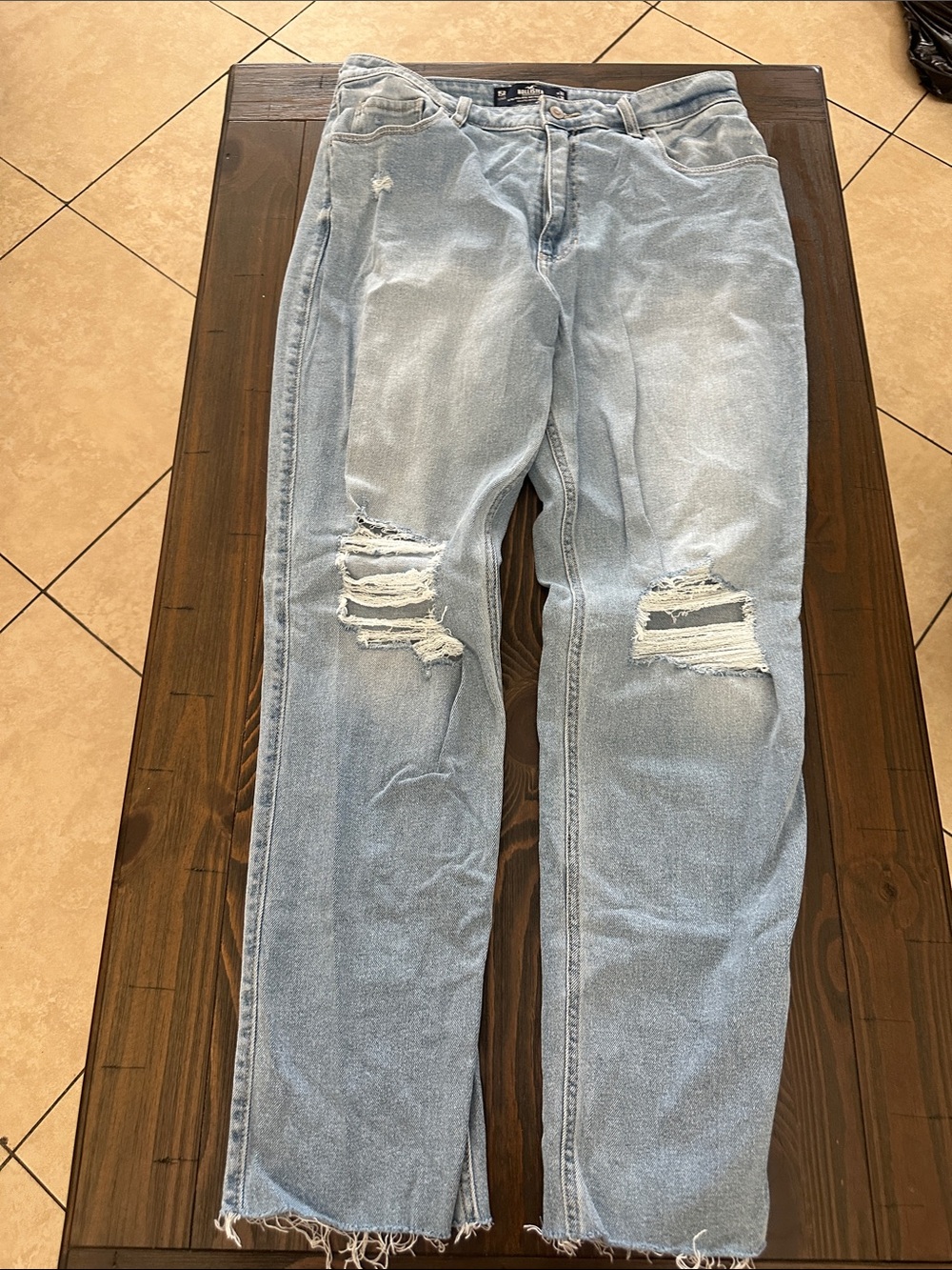 Hollister Light Wash Distressed Bootcut Jeans